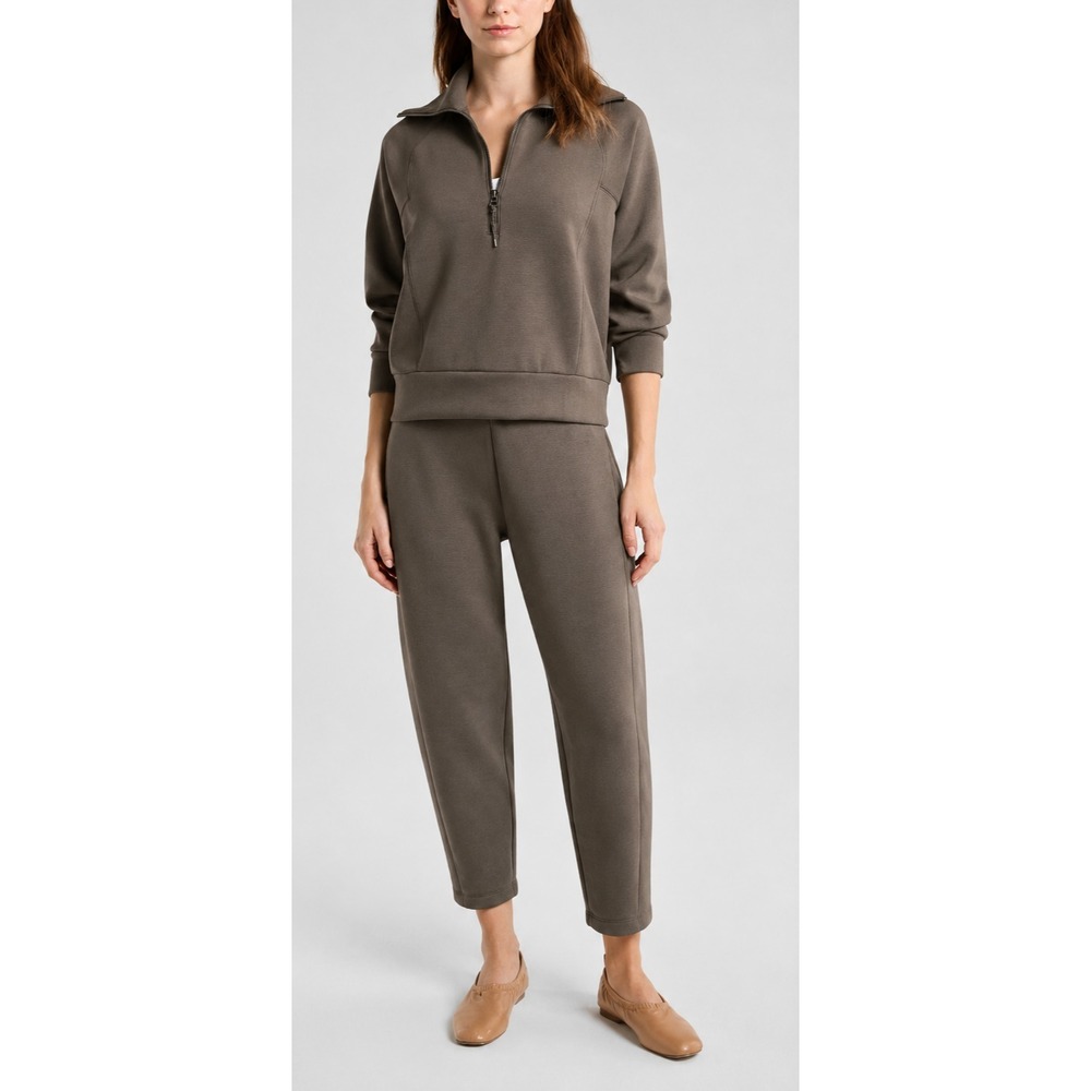 Spanx AirEssentials SET Half Zip Sweatshirt & Barrel Leg Pant Mineral Size Small